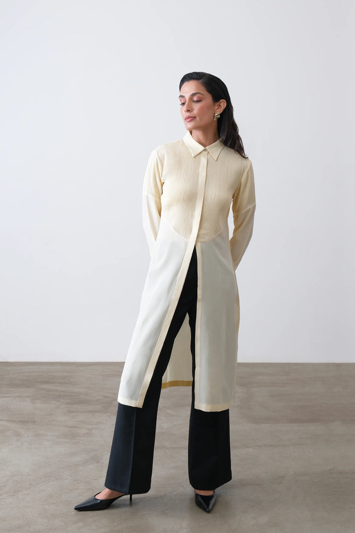 Butter Yellow Silk Crepe Shirt