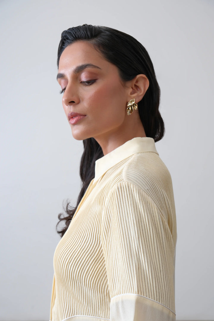 Butter Yellow Silk Crepe Shirt