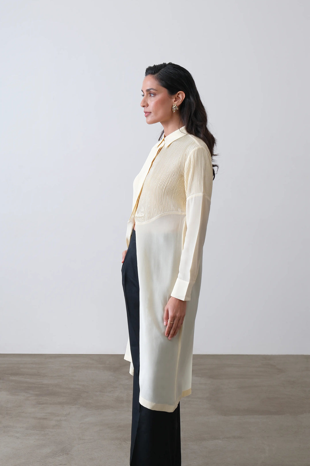 Butter Yellow Silk Crepe Shirt