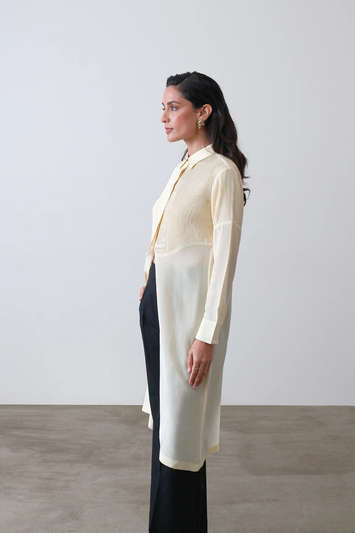 Butter Yellow Silk Crepe Shirt