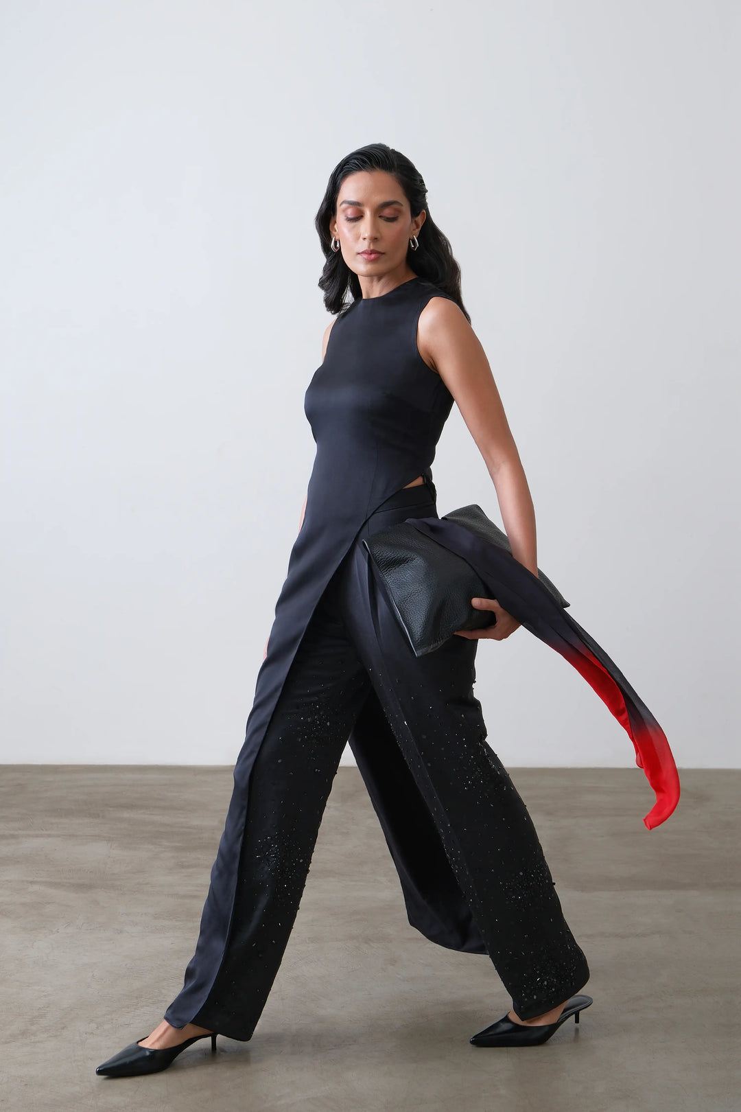 Charcoal Asymmetric Silk Top