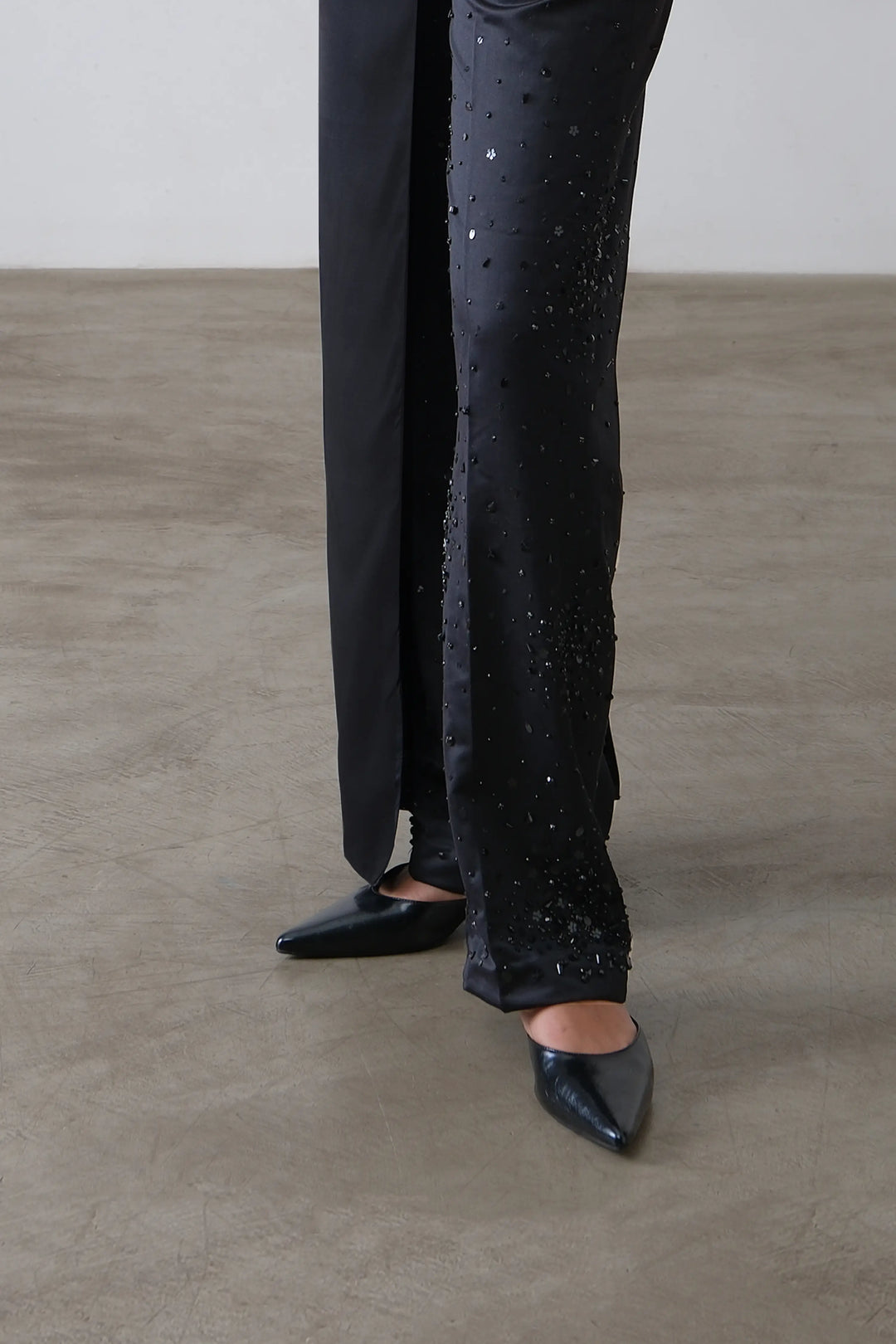 Charcoal Embroidered Straight Trousers