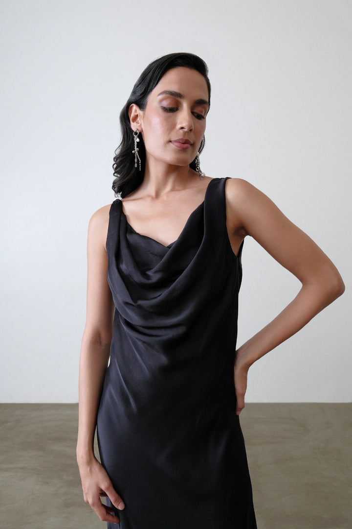 Charcoal Silk Bias Dress