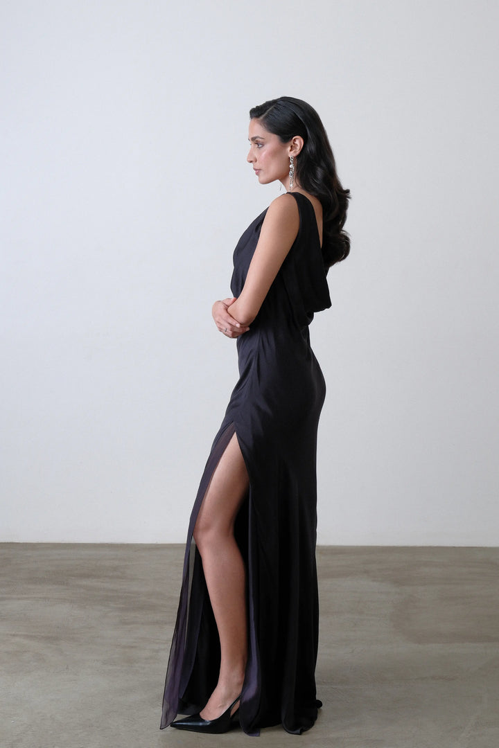 Charcoal Silk Bias Dress