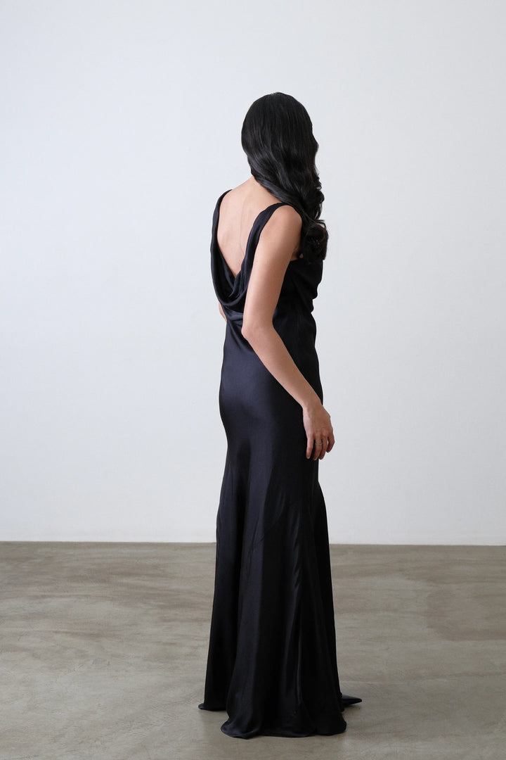 Charcoal Silk Bias Dress