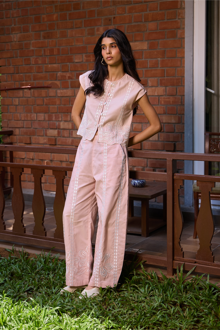 Blush Embroidered Cropped Jacket