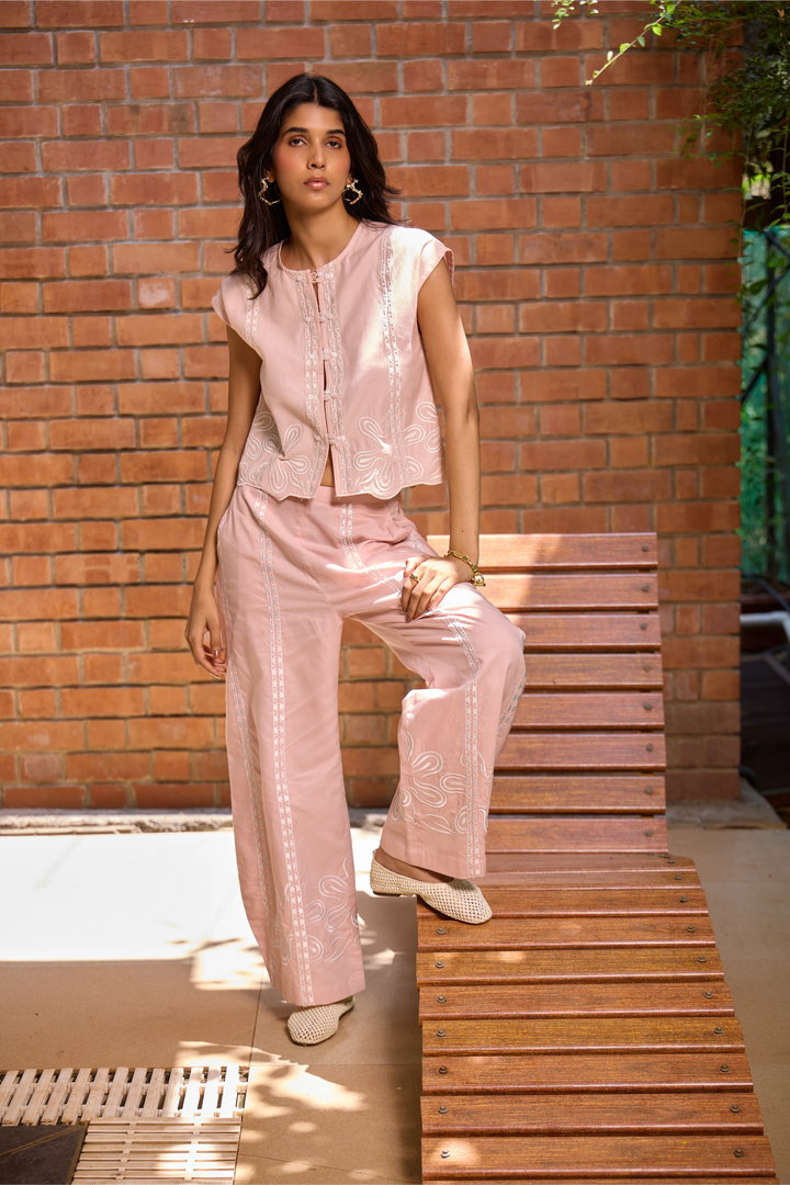 Blush Embroidered Cropped Jacket