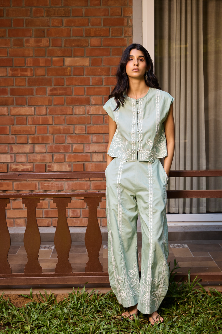 Sage Embroidered Pants