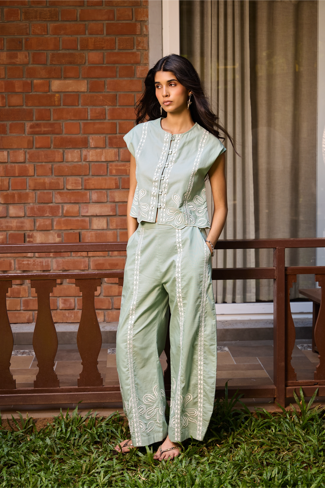 Sage Embroidered Pants