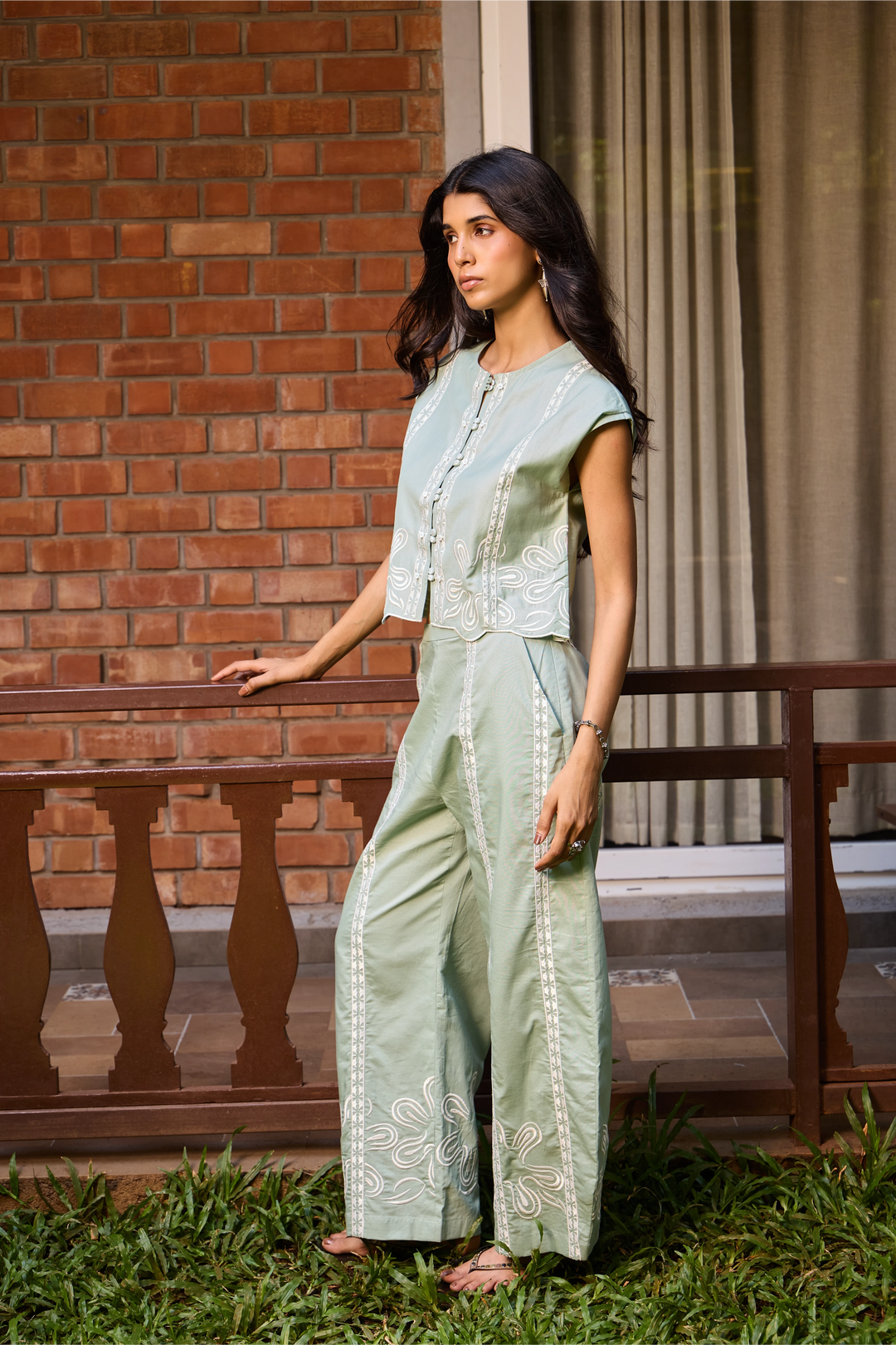 Sage Embroidered Pants
