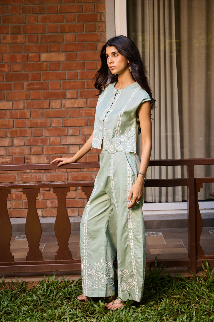 Sage Embroidered Pants