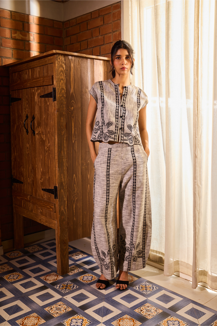 Summer Tweed Embroidered Pants