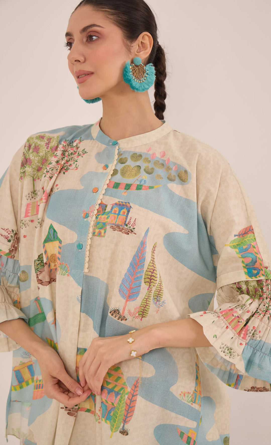 Safar: Cotton Namah Tunic With Boat Pants Coord Set