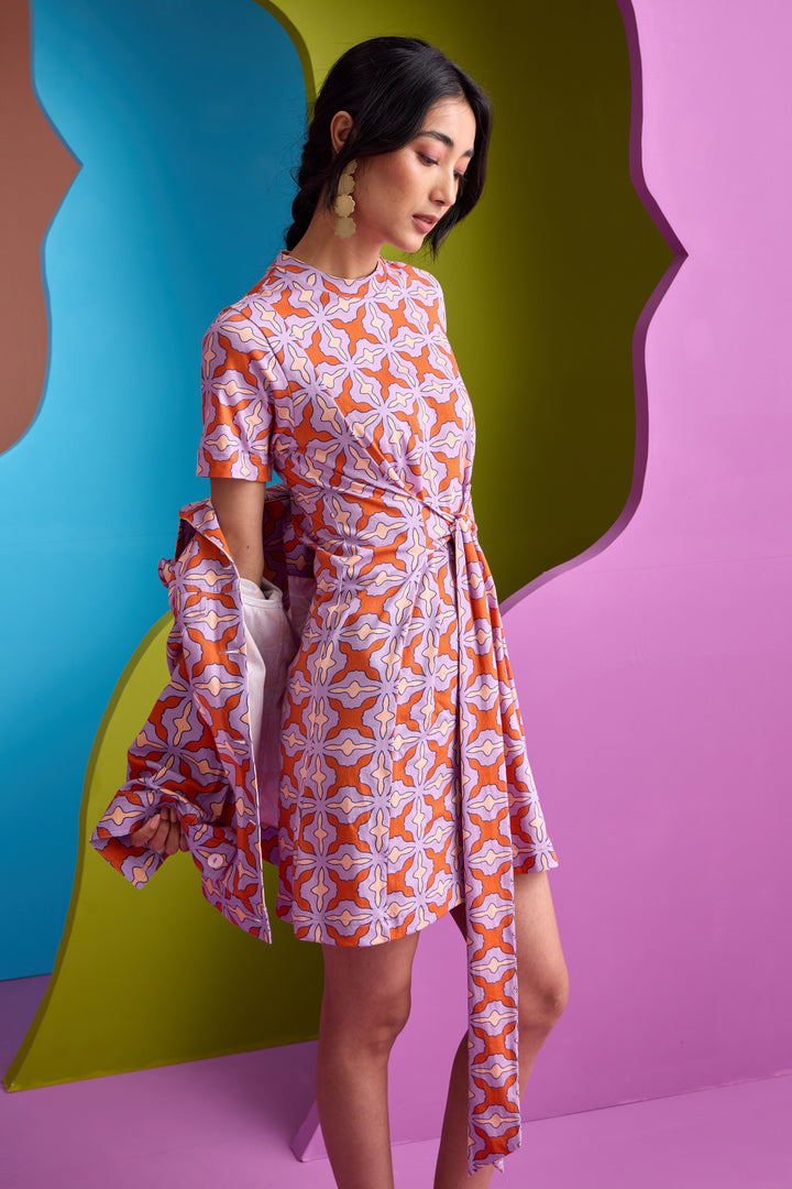 BOMBAY JERSEY DRESS IN FRACTALICA
