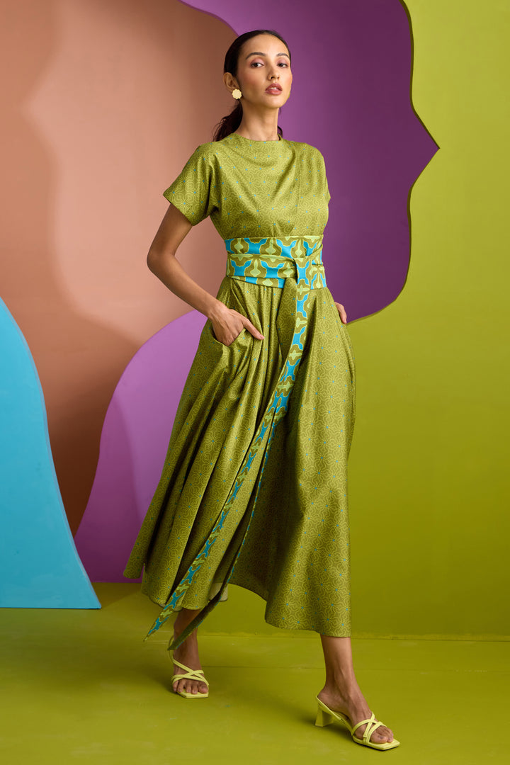 BIAS CUT DRESS IN NEBULA