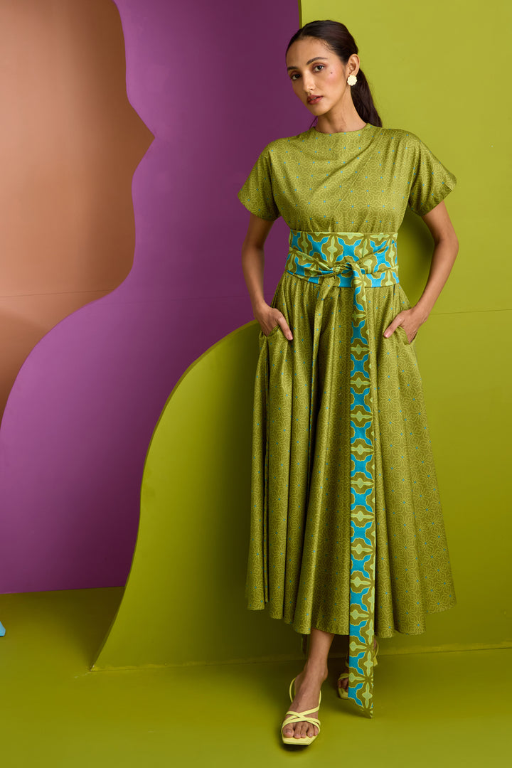 BIAS CUT DRESS IN NEBULA