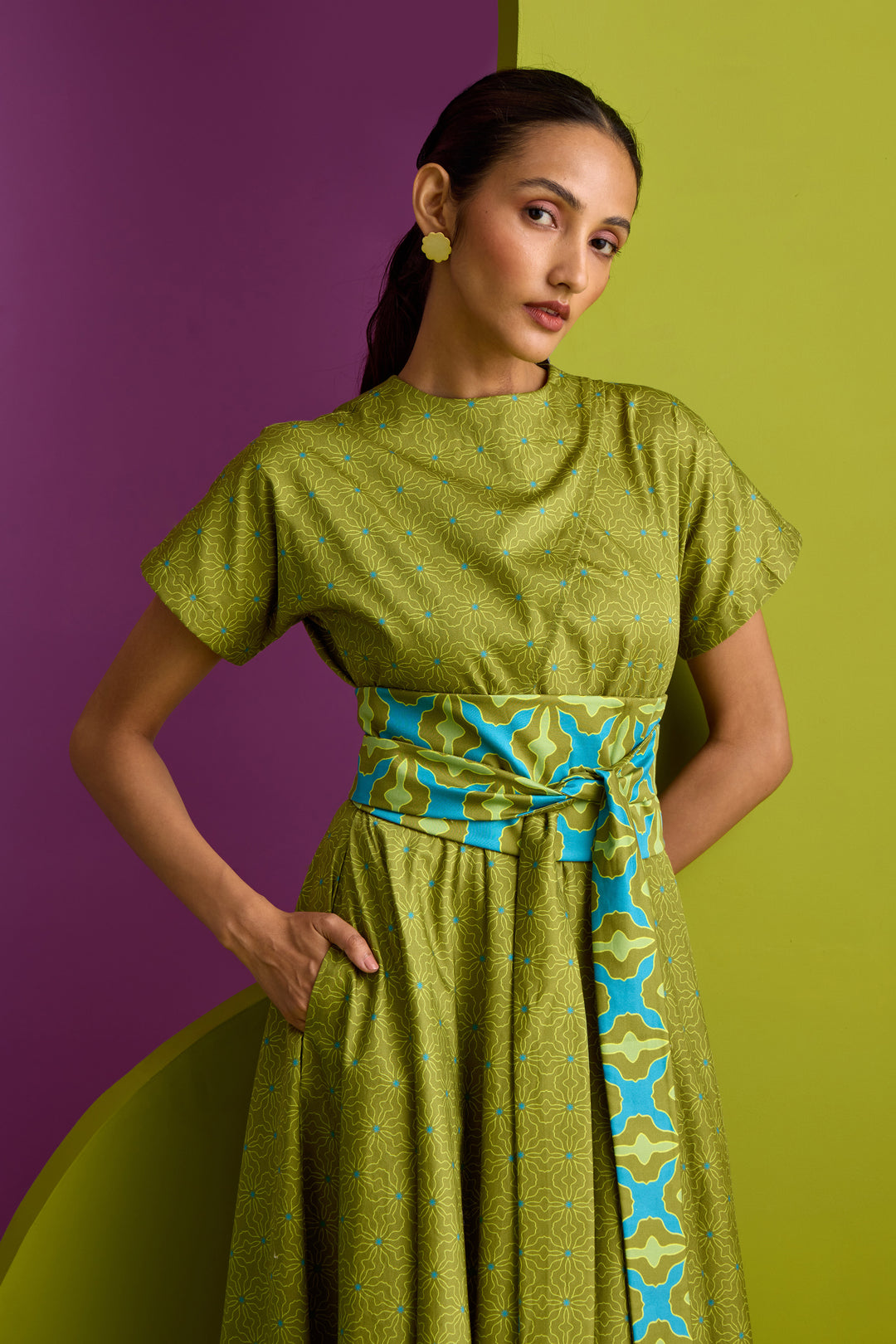 BIAS CUT DRESS IN NEBULA