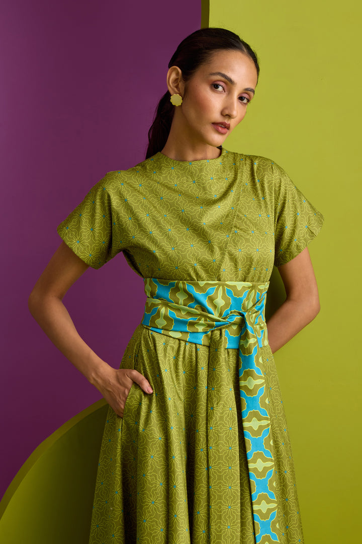 BIAS CUT DRESS IN NEBULA