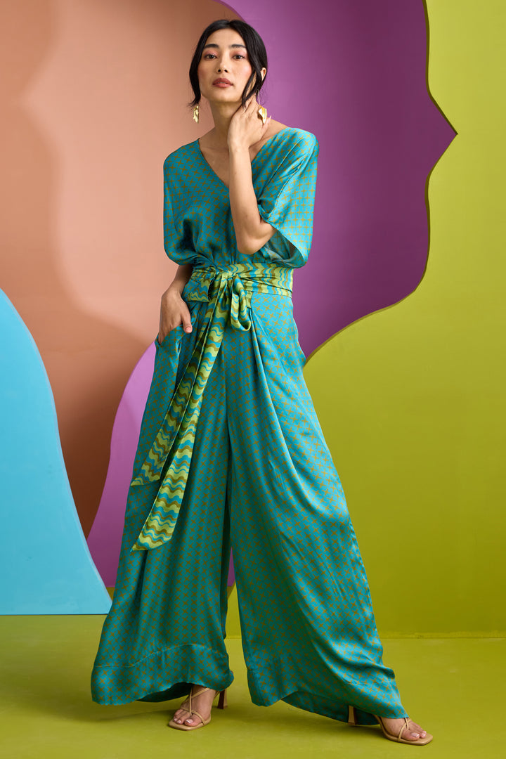 TIE UP JUMPSUIT IN TESSERA