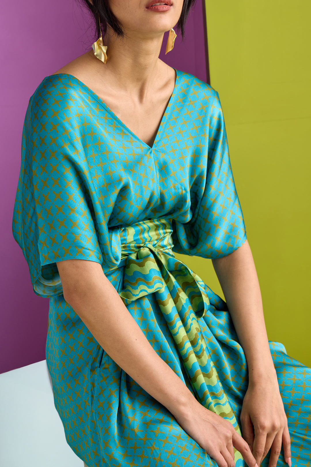 TIE UP JUMPSUIT IN TESSERA