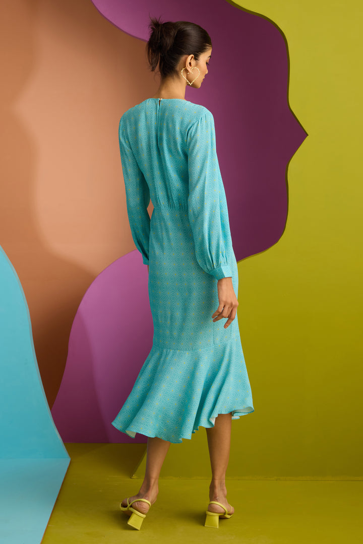 FIELD MIDI DRESS IN NEBULA