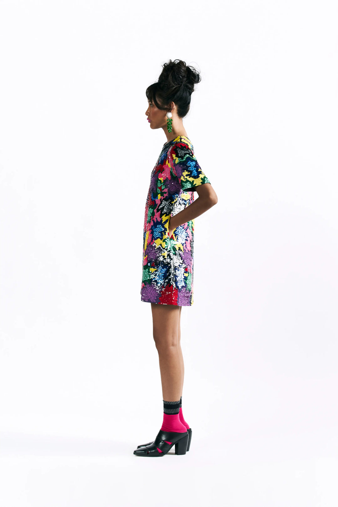 Mosaic Peonies Sequin Dress
