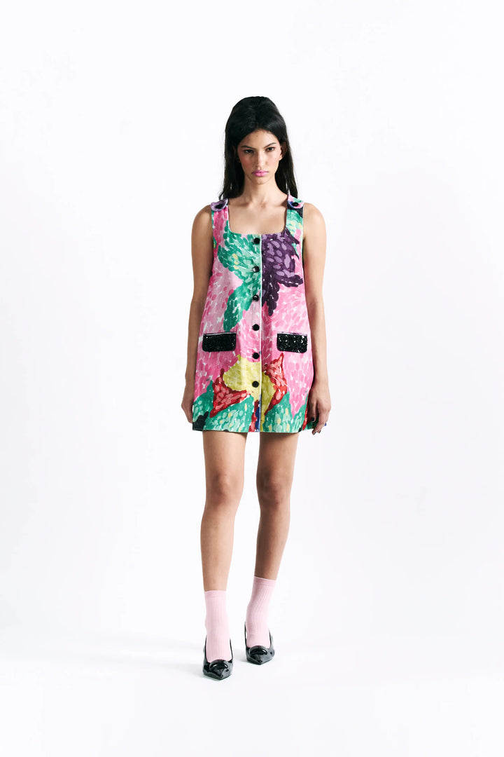 Linear Bloom Mini Dress