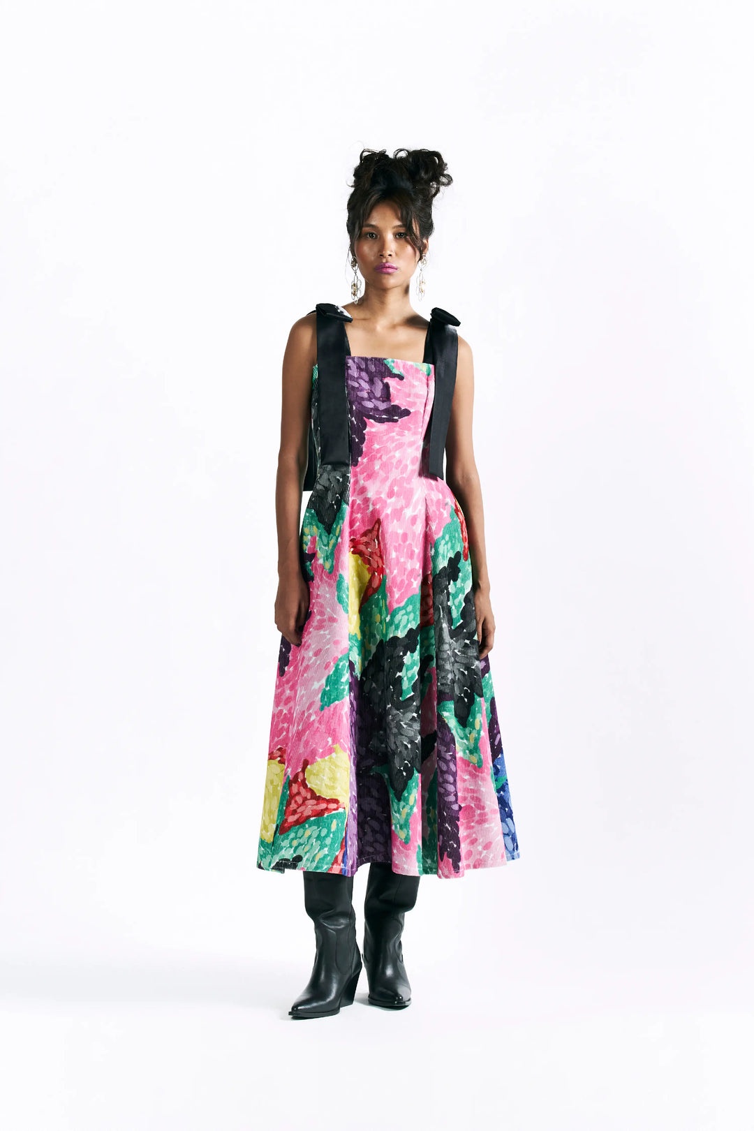 Linear Bloom Midi Dress