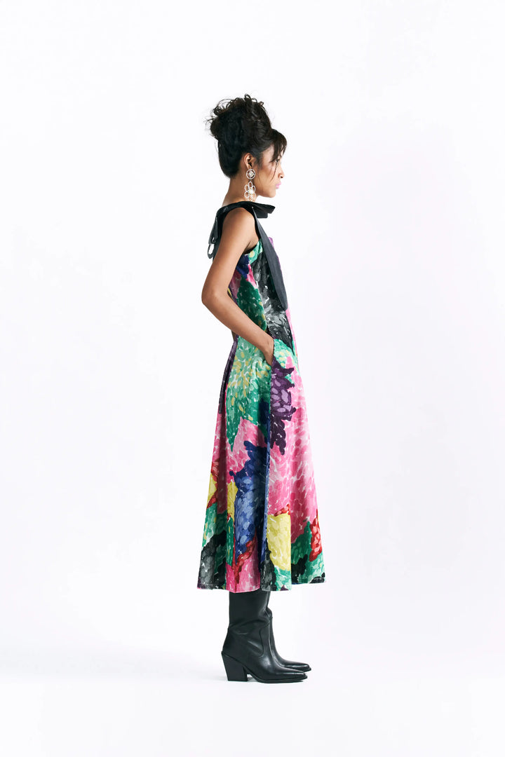 Linear Bloom Midi Dress
