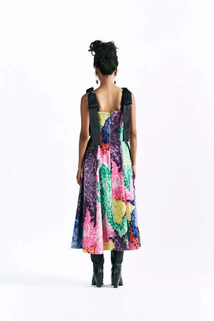 Linear Bloom Midi Dress