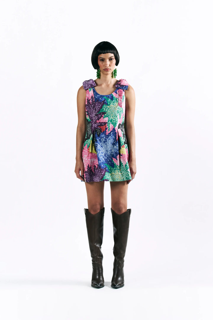 Mosaic Peonies Mini Dress