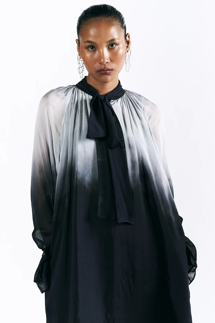 Charcoal Scarf Neck Dress