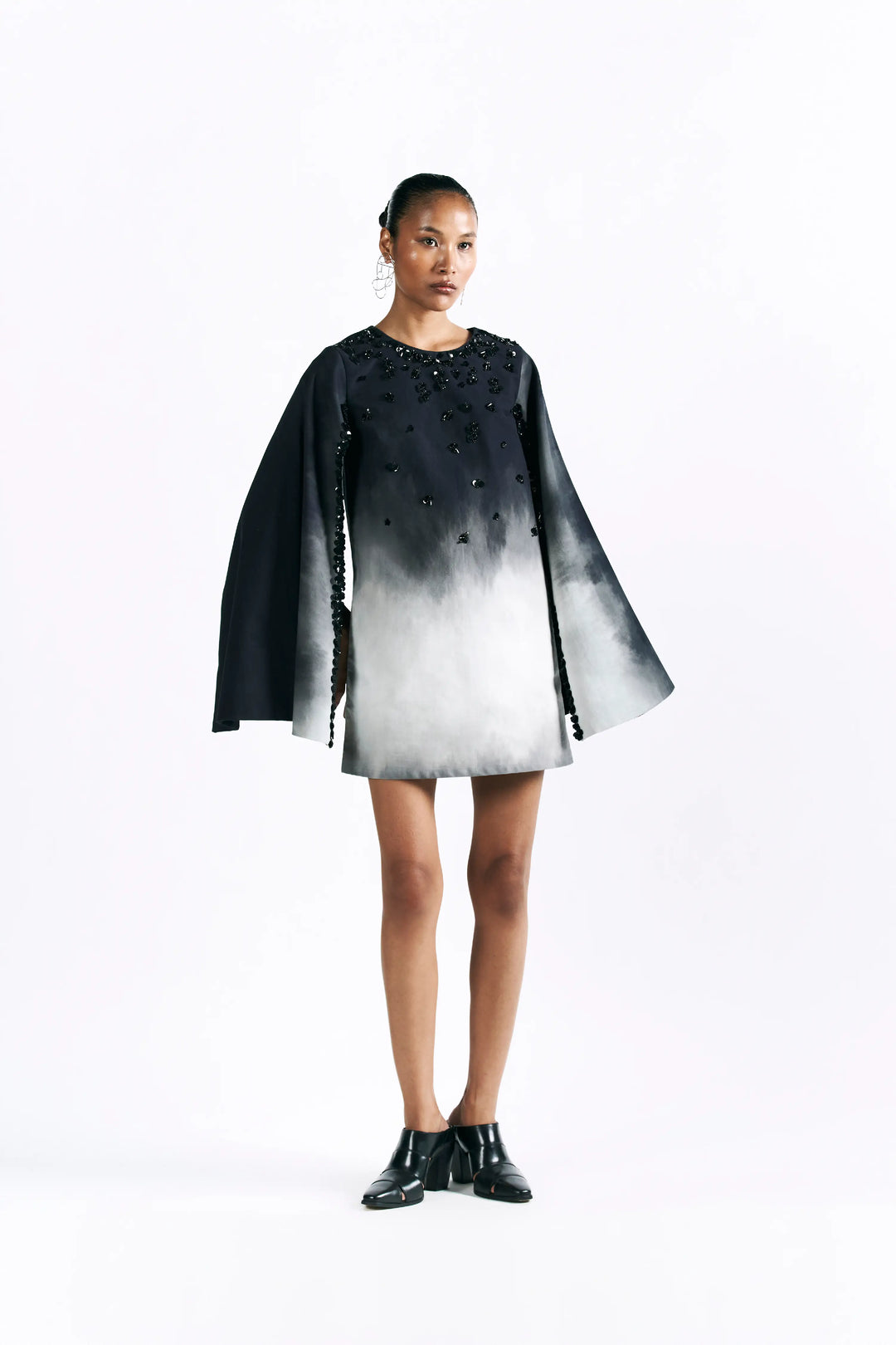 Midnight Wash Mini Cape Dress