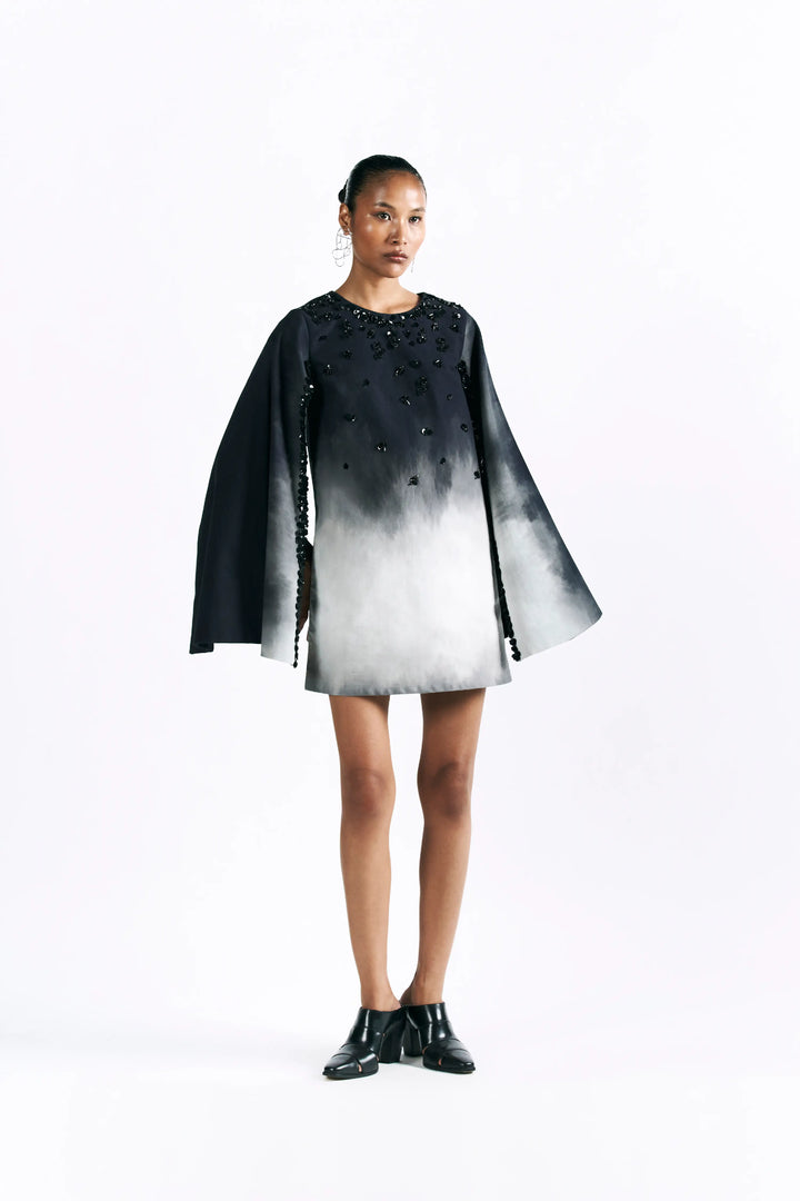 Midnight Wash Mini Cape Dress