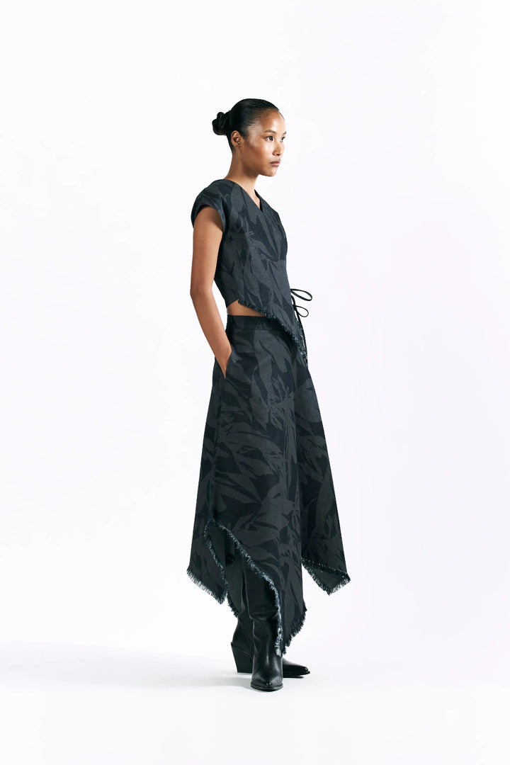 Etched Blossom Wrap Top