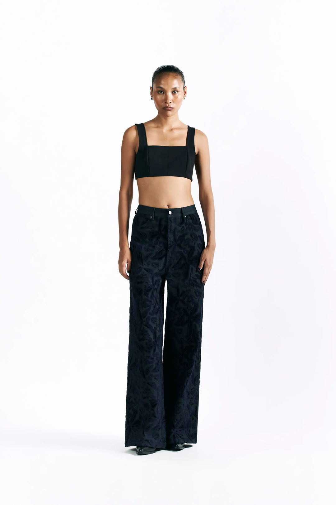 Velvet Blossom Straight Trousers