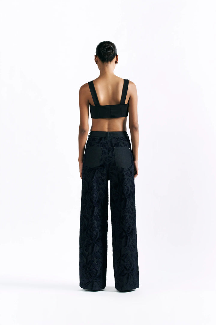 Velvet Blossom Straight Trousers