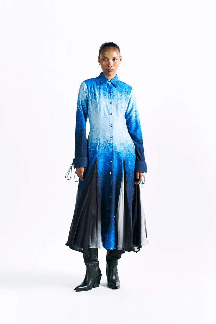 Mosaic Cobalt Midi Shirt Dress