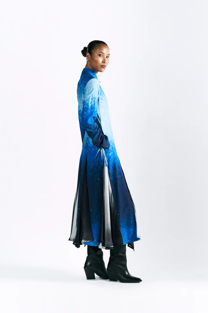 Mosaic Cobalt Midi Shirt Dress