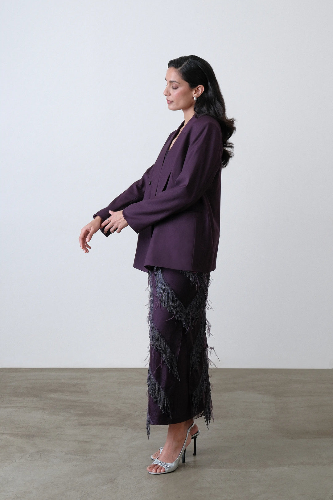 Deep Plum Double Breasted Oversized Blazer