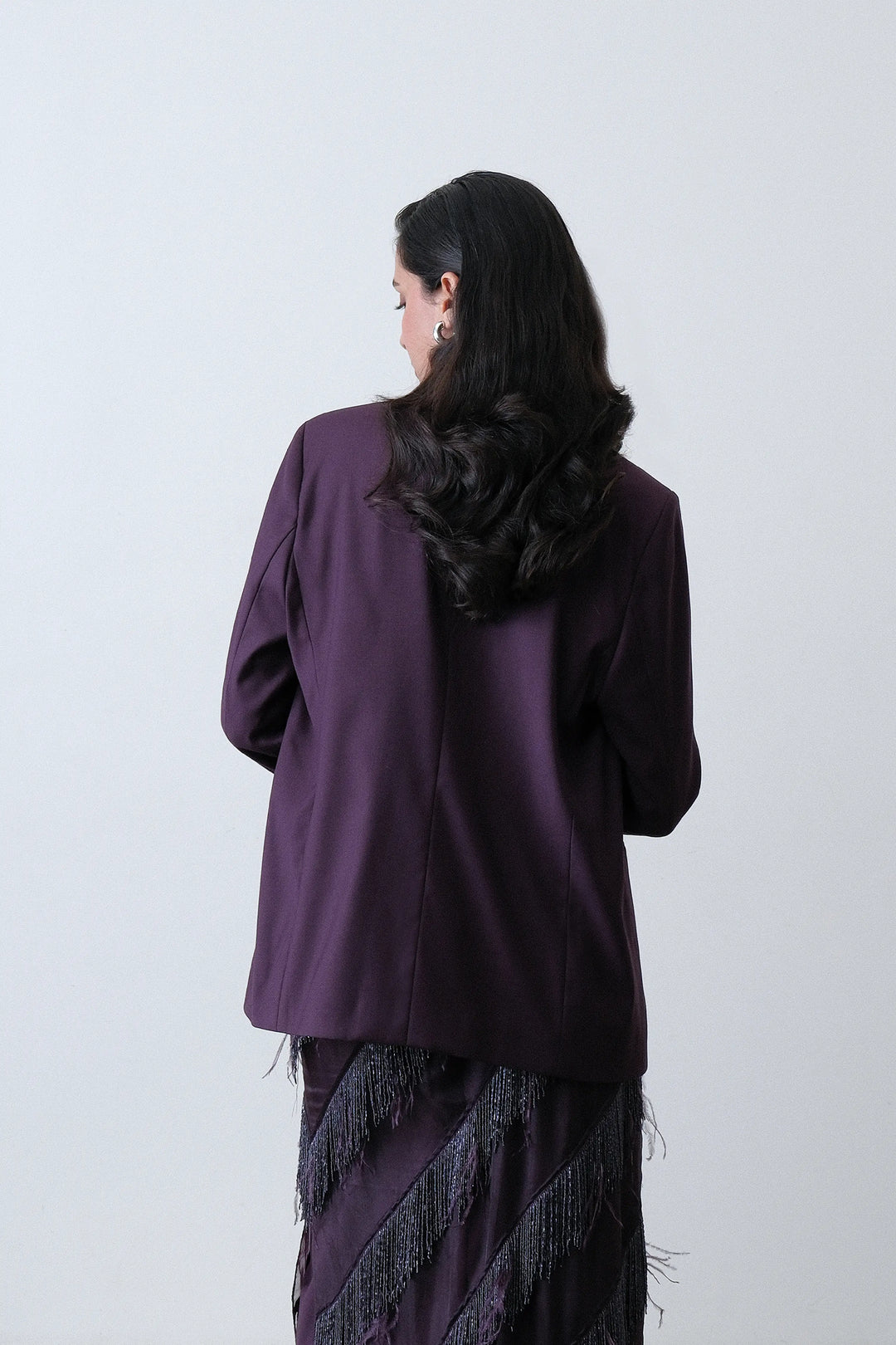 Deep Plum Double Breasted Oversized Blazer