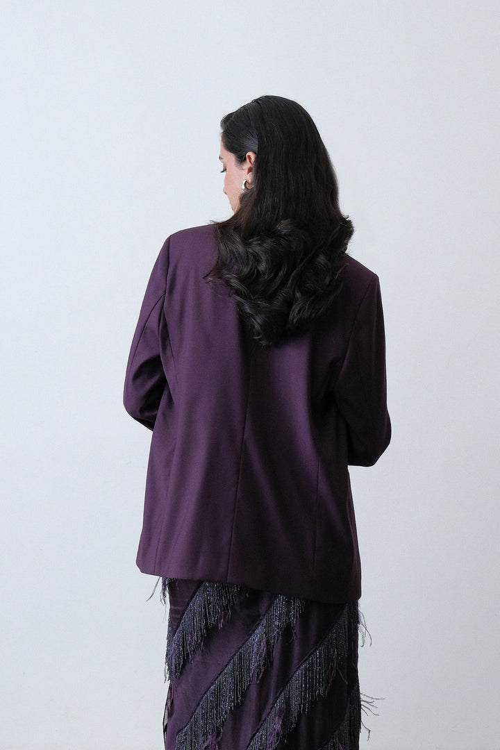 Deep Plum Double Breasted Oversized Blazer