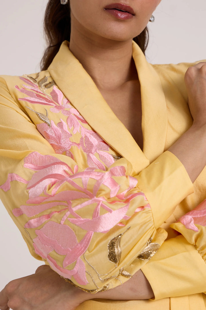 Butter Yellow Alfie - Obi Belt Blazer Set