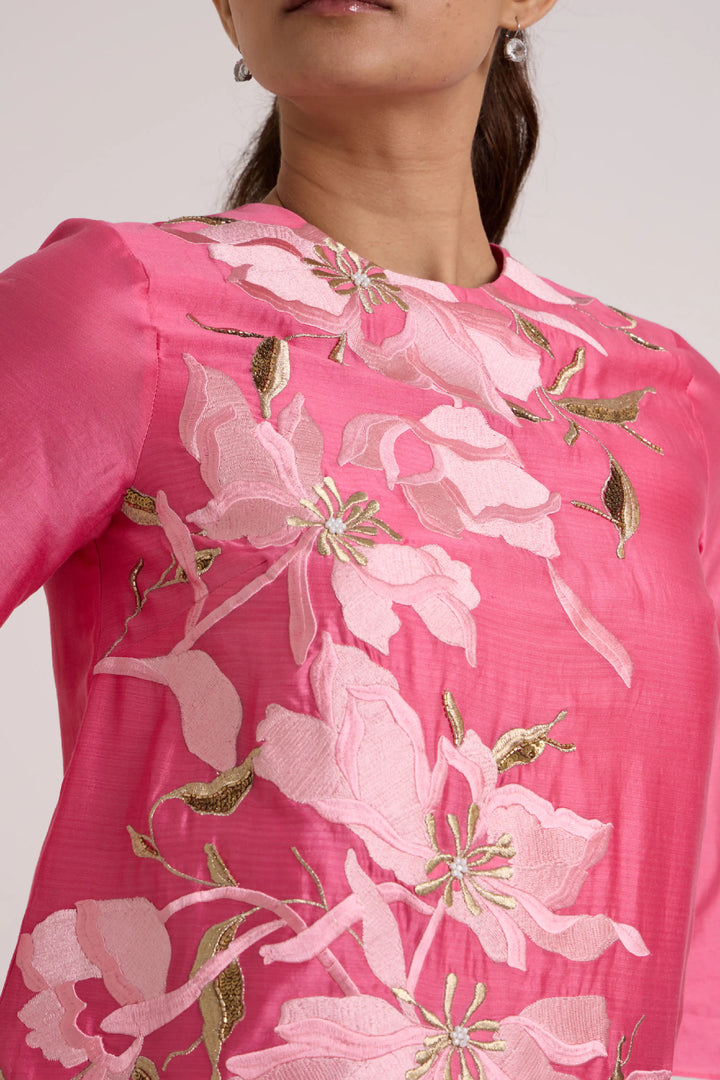 Jay Pink Maddy - Scalloped Blouse & Draped Skirt