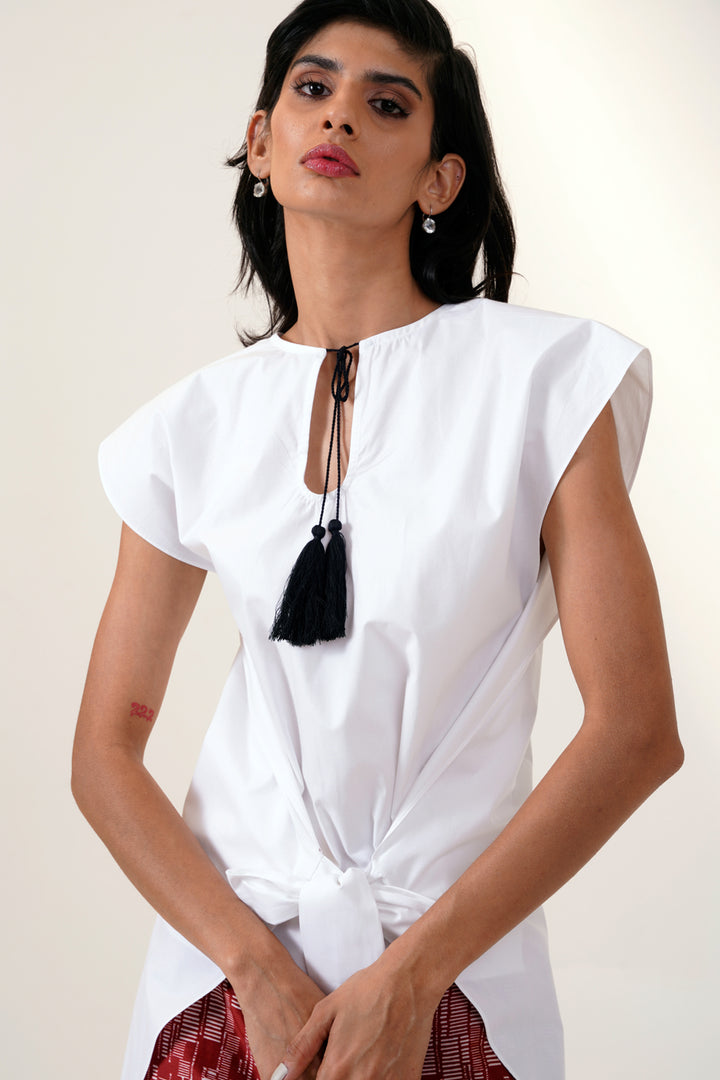MARTINA II - BOW CLUTCH TOP WITH PRINTED BELL BOTTOMS