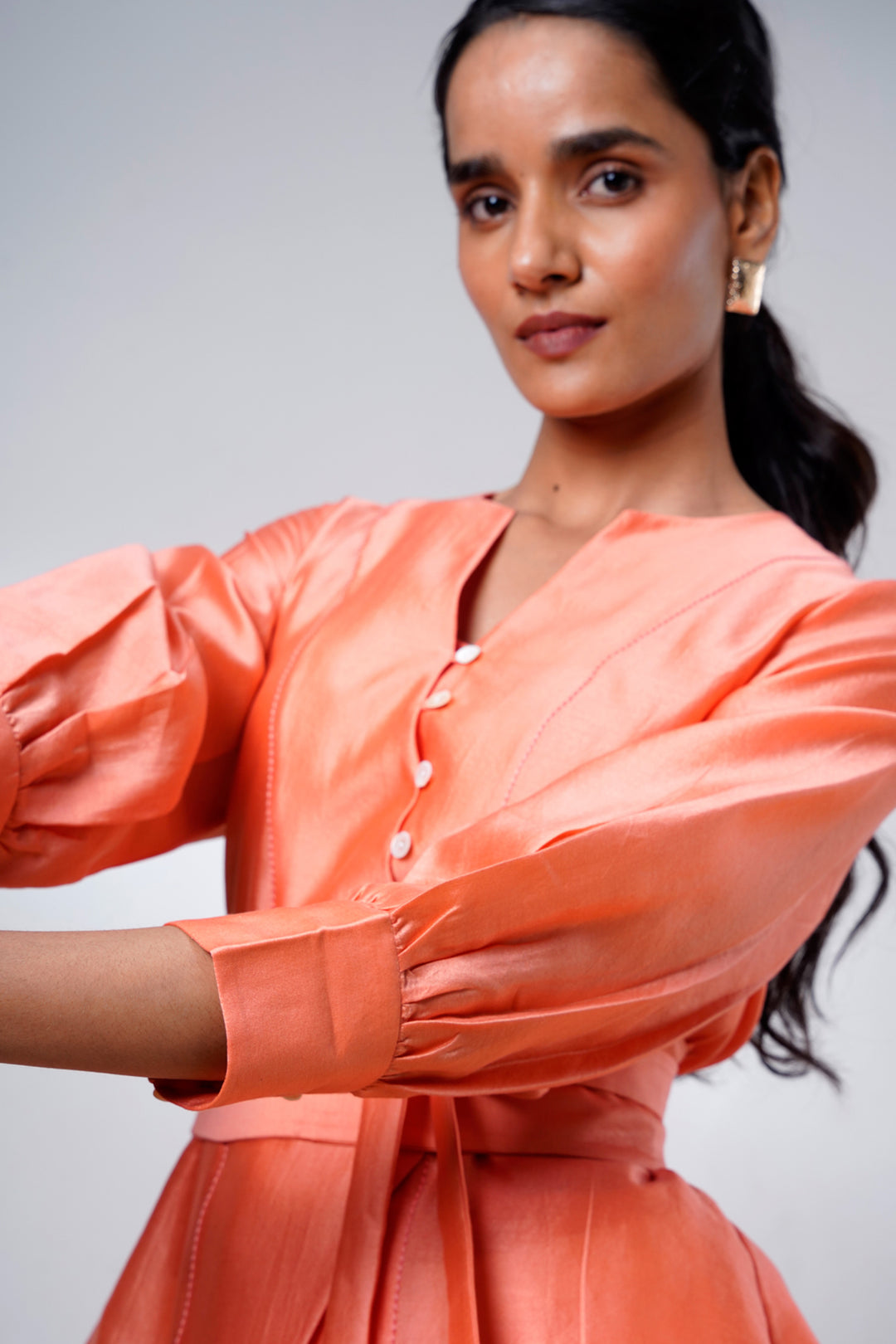 Nella-coral-breeze-wrap-top-denim-skirt