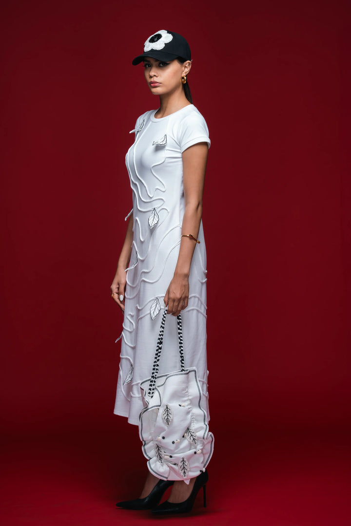 White Stemline Column Dress