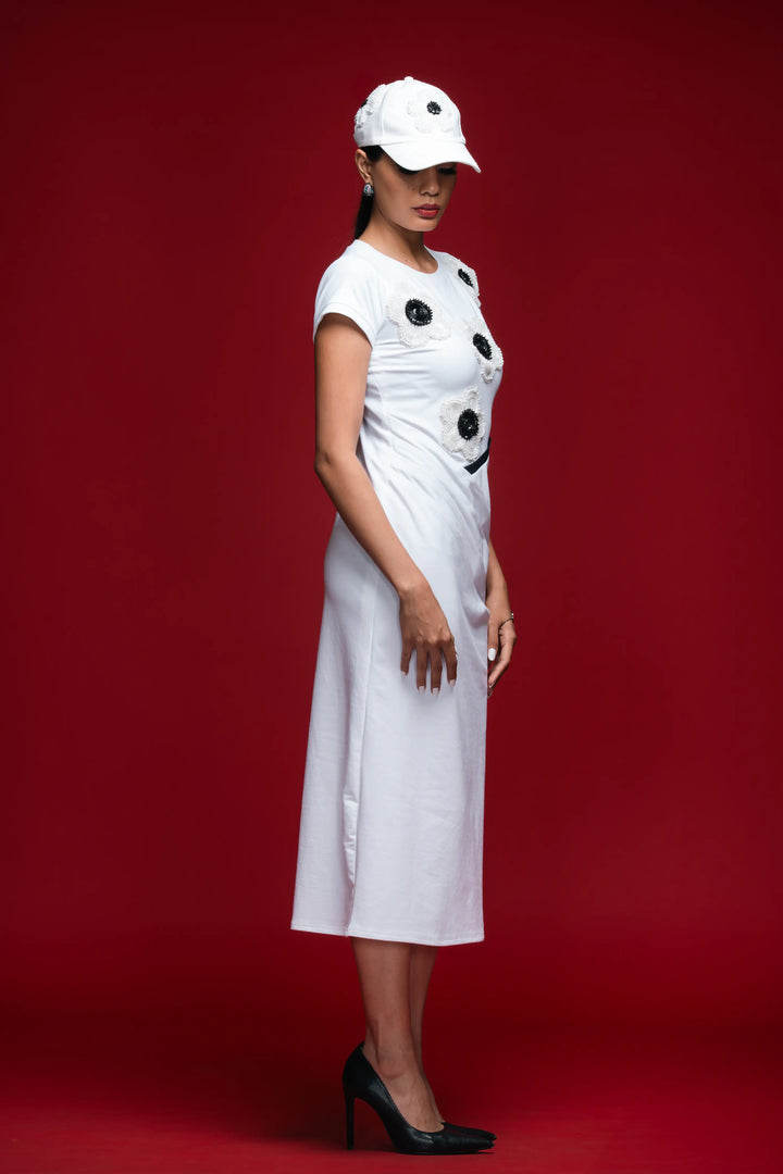 Contrast Bloom Column Dress