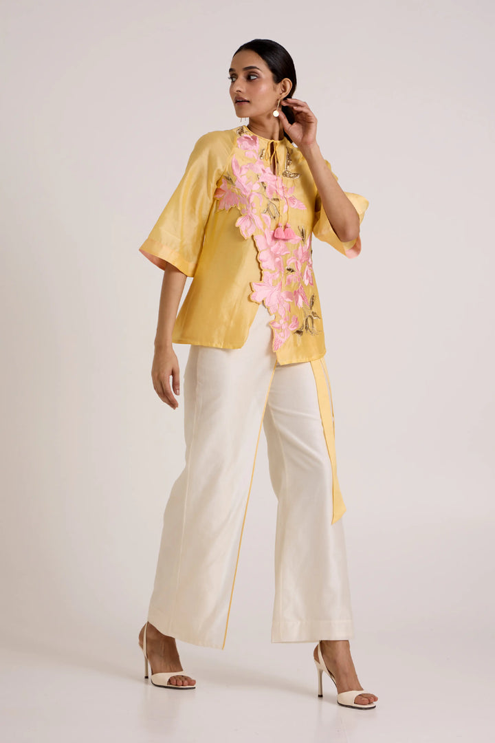 Butter Yellow Mirza - Scalloped Bloom Top + Flap Pants