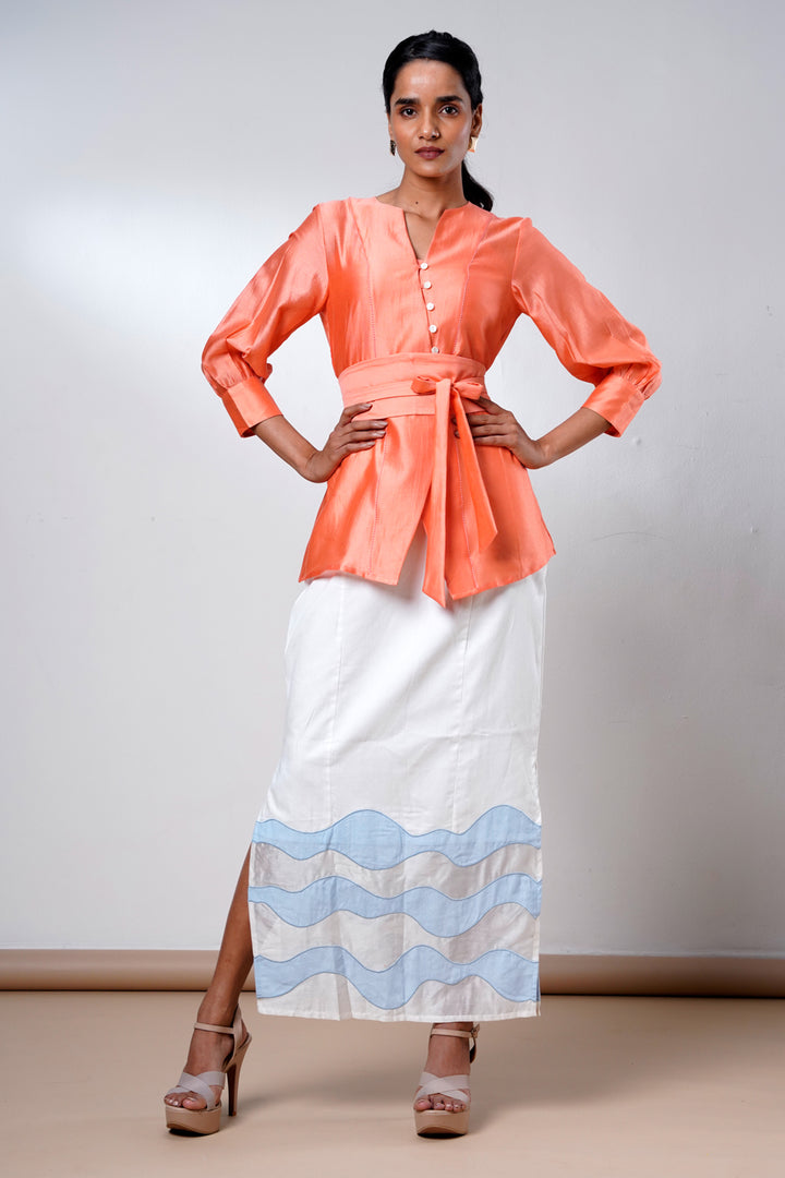 Nella-coral-breeze-wrap-top-denim-skirt
